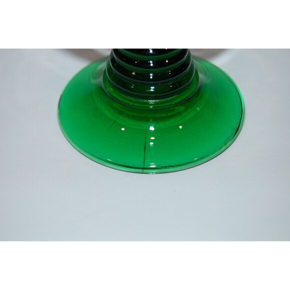 2 Vintage German SCHMITT SOHNE Cordial Wine GLASSES Goblet Green Ribbed Stem - Picture 5 of 5